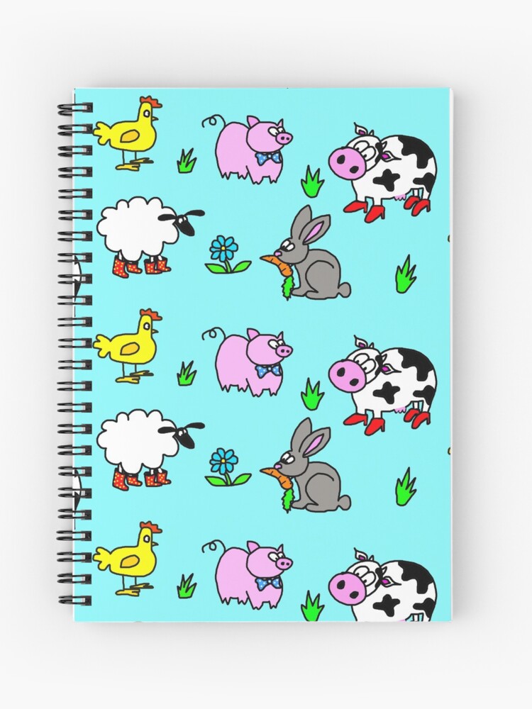 Cuaderno de espiral «Abajo en la granja dibujos animados animales de granja»  de jaggerstudios | Redbubble