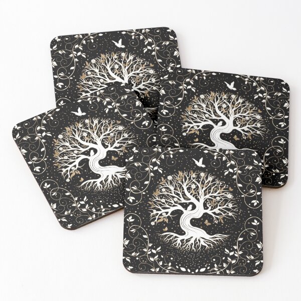 Item preview, Tree of Life - Yggdrasil - black white and gold designed and sold by k9printart.