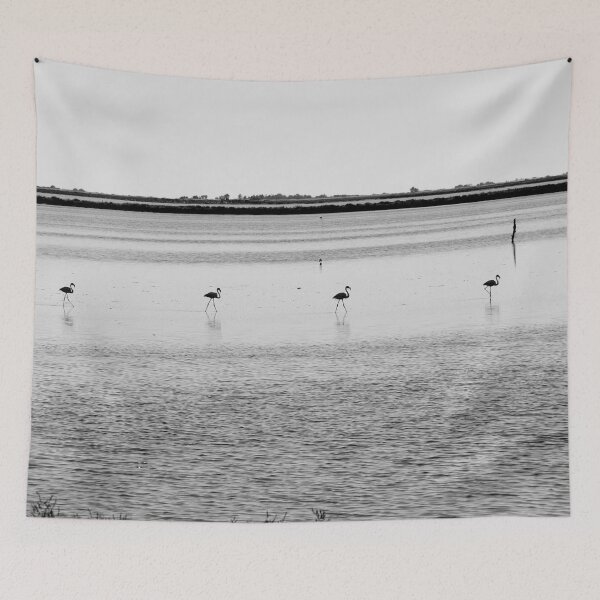 Item preview, Flamingos procession in black and white designed and sold by Treemonk.