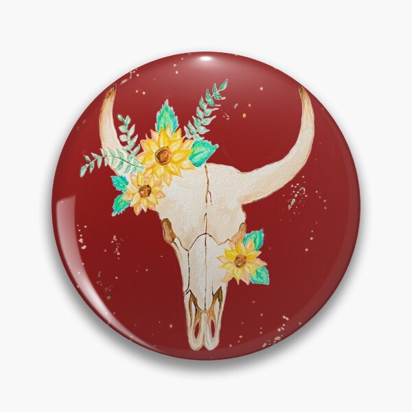 Item preview, Sunflower Bull Skull (Red) designed and sold by ErinGArt.