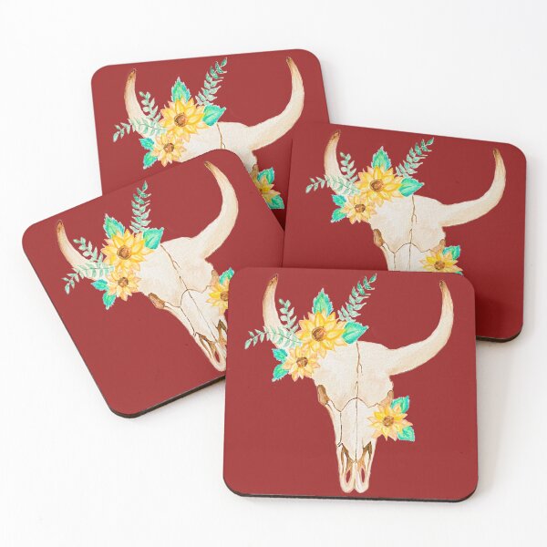 Item preview, Sunflower Bull Skull (Red) designed and sold by ErinGArt.
