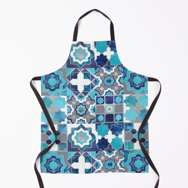 Item preview, Spanish moroccan tiles inspiration // turquoise blue silver lines designed and sold by SelmaCardoso.