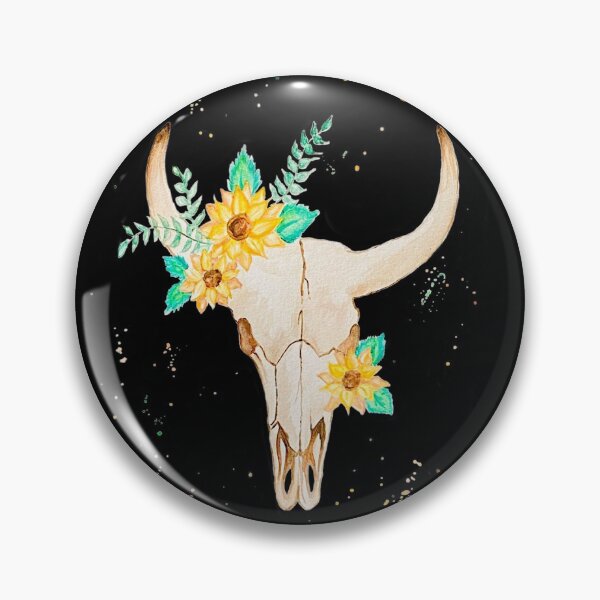 Item preview, Sunflower Bull Skull (Black) designed and sold by ErinGArt.