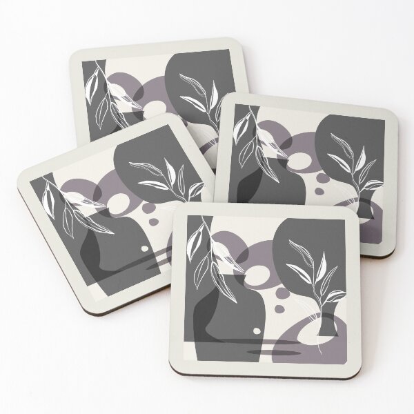 Item preview, Abstract - Leaves and Vases in Grey  and Aubergine 2 designed and sold by simplydesignart.