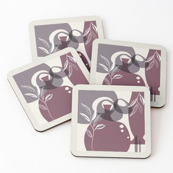 Item preview, Abstract - Leaves and Vases in Mulberry and Aubergine 1 designed and sold by simplydesignart.