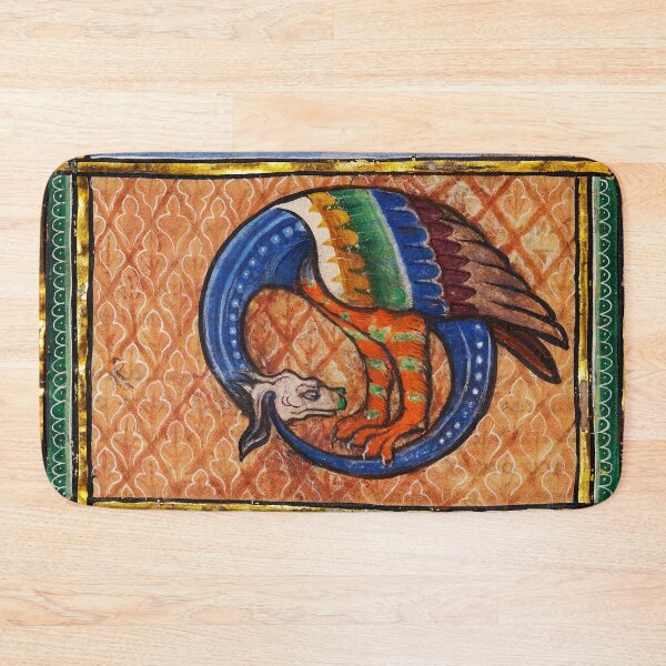 Item preview, MEDIEVAL BESTIARY, SNAKE DRAGON in Gold Blue Orange Colors designed and sold by BulganLumini.