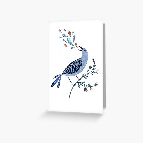 Blue Bird Sings Greeting Card