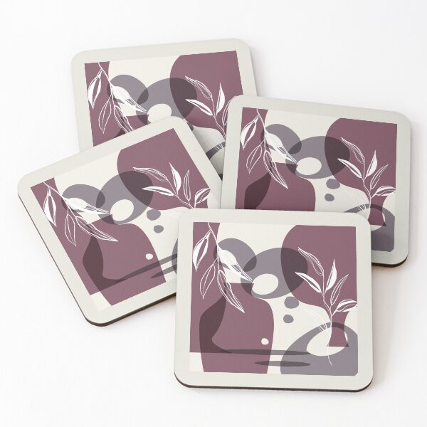 Item preview, Abstract - Leaves and Vases in Mulberry and Aubergine 2 designed and sold by simplydesignart.
