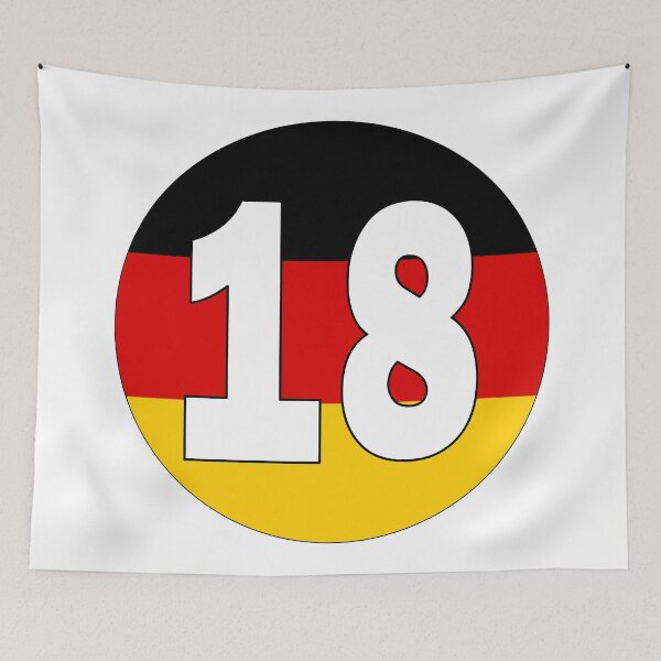 Item preview, Number 18 with Germany flag on the background designed and sold by AllShirts21.