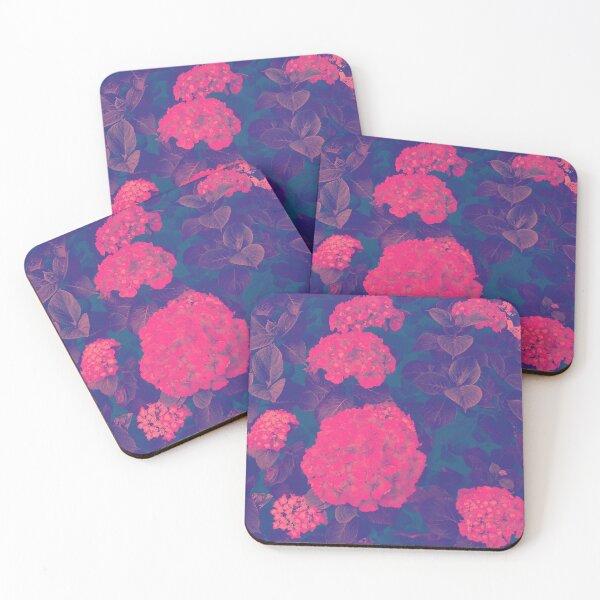 Pink Rhododendron - Dark Version Coasters (Set of 4)