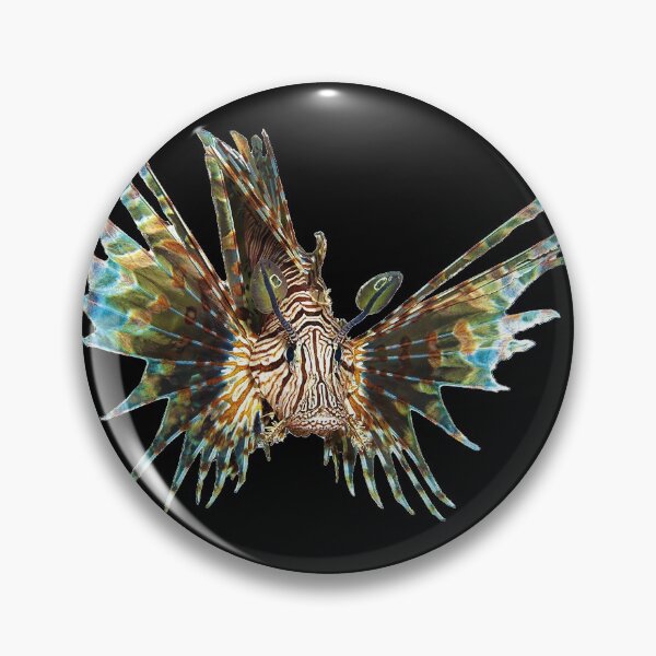 Feuerfisch abstrakt | Unterwasserkunst schwebender Fisch | Button