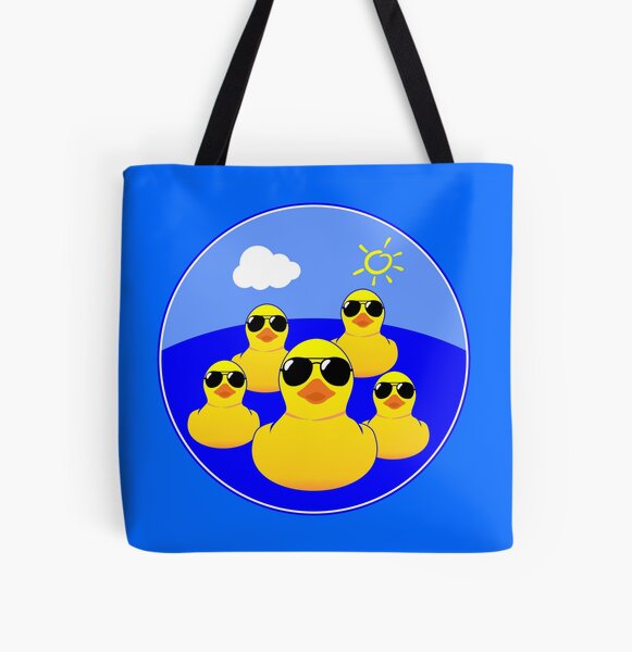 LANBAIHE You've Been Ducked, Duck Duck Tote Bag, Purse for Duck lovers, Yellow Duck Carrying Sack, Rubber Ducks Bag, Ducking Tote Bags, Natural