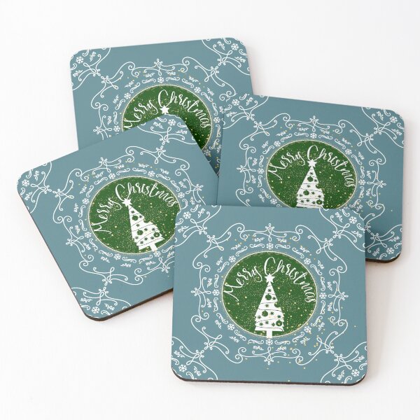 Item preview, Merry Christmas Ornamental Blue & Green designed and sold by famenxt.