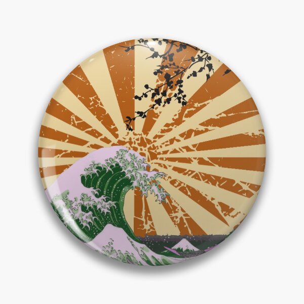 Item preview, The Great Wave off Kanagawa before Rising Sun, pink green colors designed and sold by Koalaslifestyle.