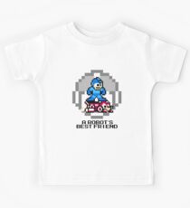 Megaman Riding Jet Rush (Black Text) Kids T-Shirt