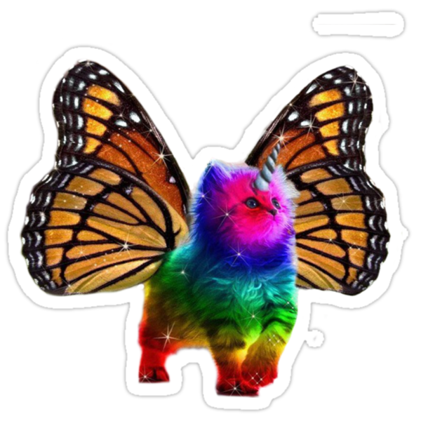"BUTTERFLY RAINBOW UNICORN CAT" Stickers by Lamagendaire ...