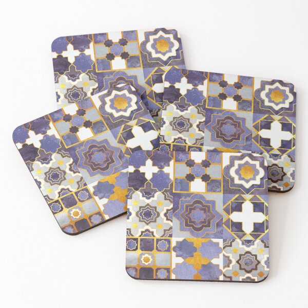 Item preview, Spanish moroccan tiles inspiration // violet purple golden lines designed and sold by SelmaCardoso.