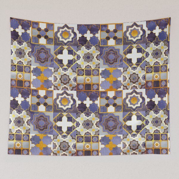 Item preview, Spanish moroccan tiles inspiration // violet purple golden lines designed and sold by SelmaCardoso.