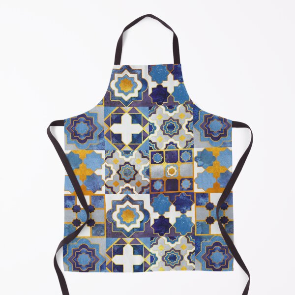 Item preview, Spanish moroccan tiles inspiration // indigo blue golden lines designed and sold by SelmaCardoso.