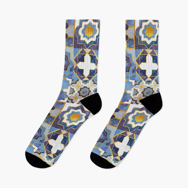 Item preview, Spanish moroccan tiles inspiration // indigo blue golden lines designed and sold by SelmaCardoso.