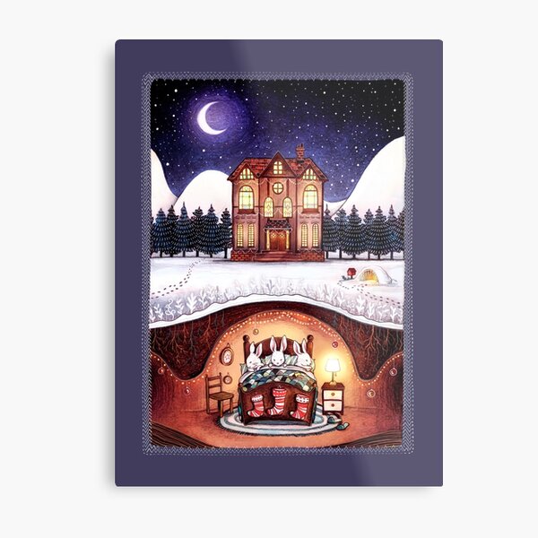 Christmas in the Burrow Metal Print