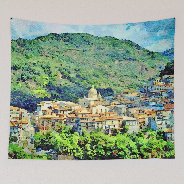 Item preview, Landscape with village surrounded by mountains designed and sold by Giuseppe Cocco.