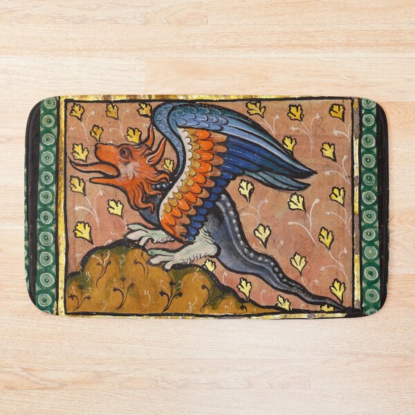 Item preview, MEDIEVAL BESTIARY, DRAGON ,Gold Leaves, Blue Orange Colors designed and sold by BulganLumini.