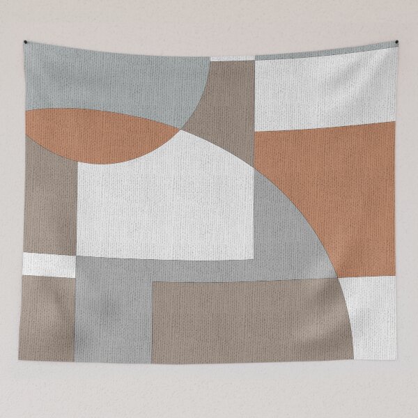 Item preview, Geometric Intersecting Circles and Rectangles in Grey and Cinnamom designed and sold by simplydesignart.