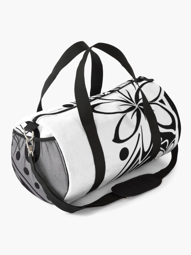 black and white duffle bag