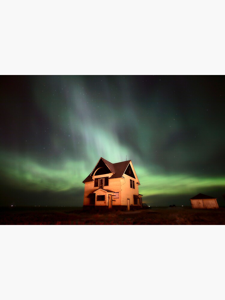 Thumbnail 3 of 3, Poster, Northern Lights over Saskatchewan farmhouse designed and sold by pictureguy.
