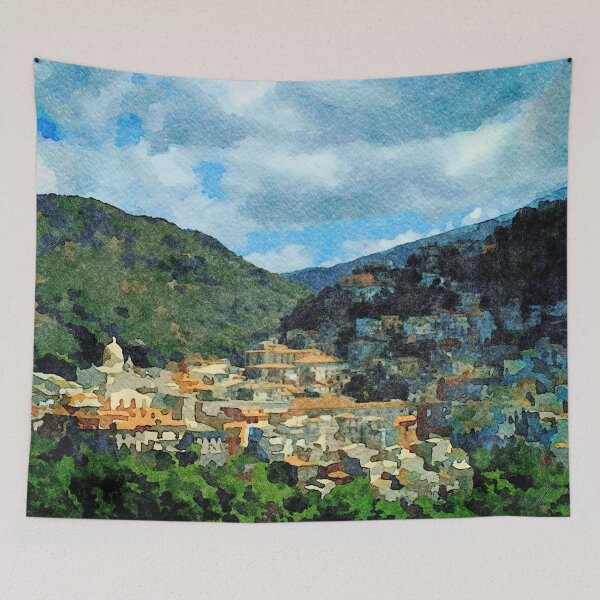 Item preview, Landscape with village surrounded by mountains designed and sold by Giuseppe Cocco.