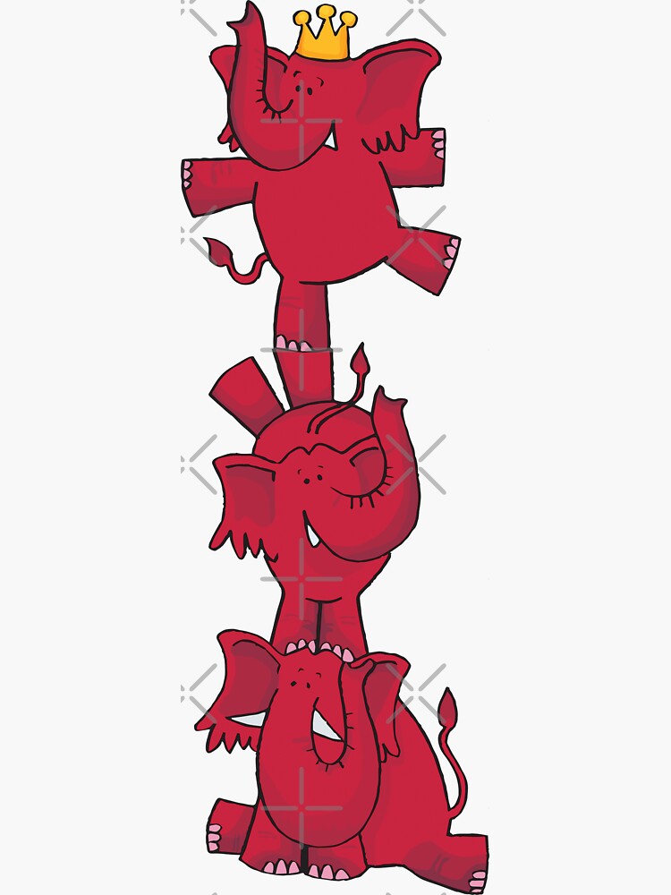 Thumbnail 3 of 3, Sticker, We ALL love red elephants! designed and sold by GuyFox.