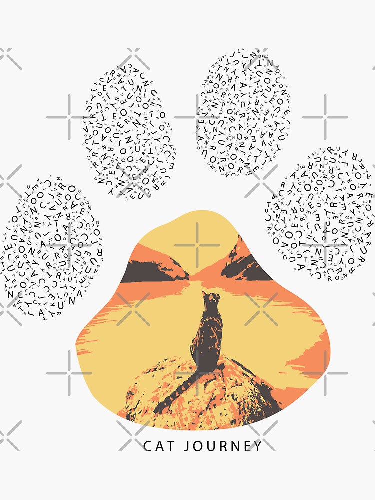 "Cat journey" Sticker by elmoiiyo Redbubble