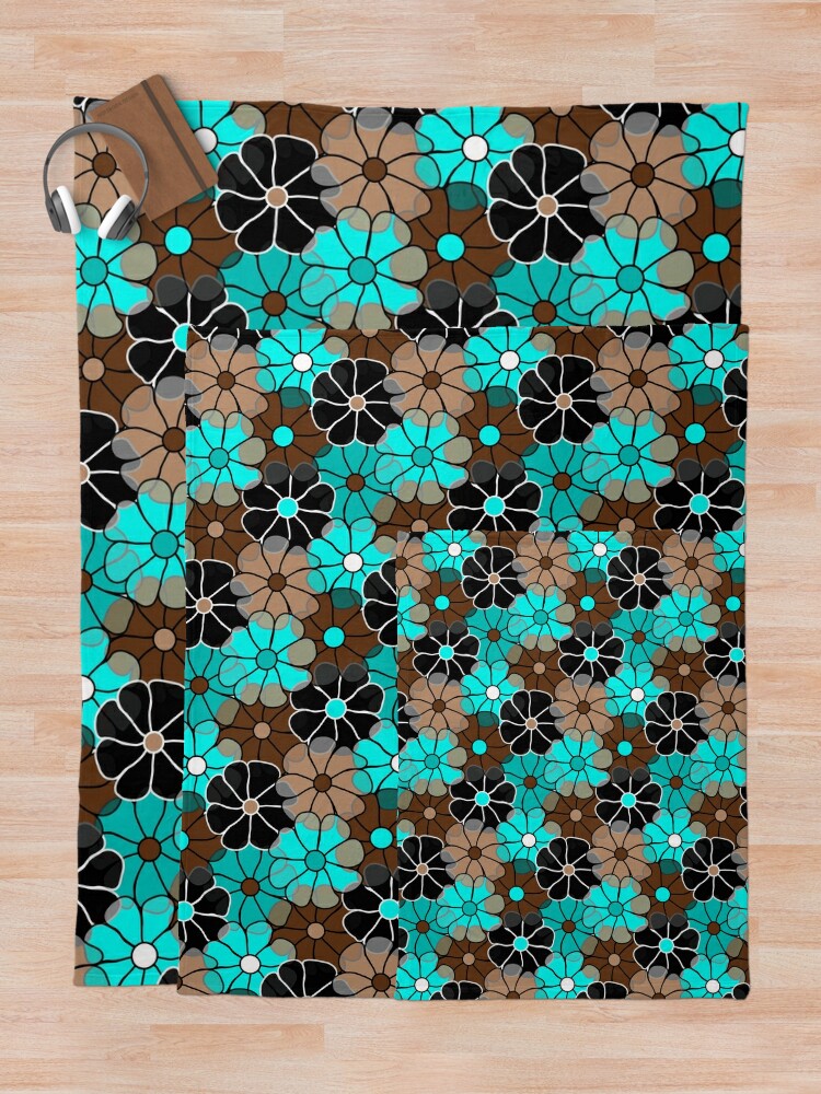 MCM Flower Tile Geometric Pattern // Turquoise Blue, Sky Blue