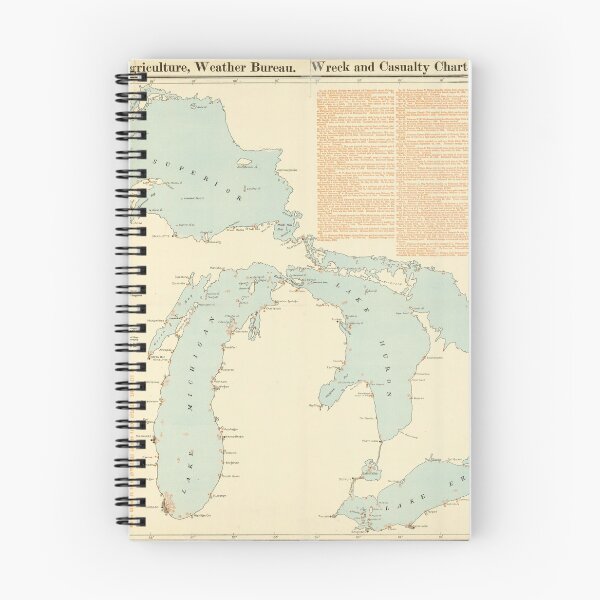 Item preview, Vintage Great Lakes Shipwreck Map (1894) designed and sold by BravuraMedia.