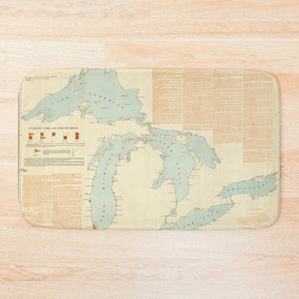 Item preview, Vintage Great Lakes Shipwreck Map (1894) designed and sold by BravuraMedia.
