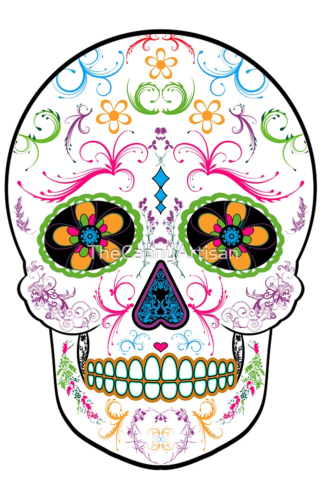 "Day of the Dead Sugar Skull - Bright Multi Color" by ...