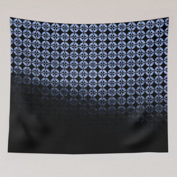 Item preview, Textured blue and black Shippo ombre - traditional Japanese pattern designed and sold by misentangled.