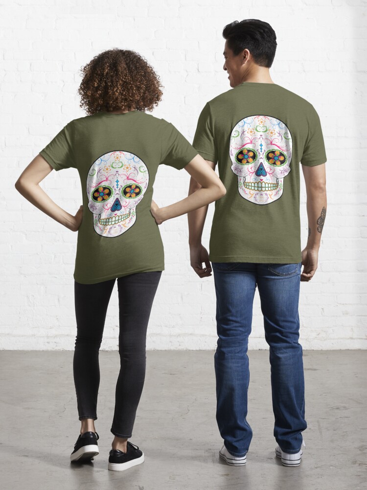 Vice51 Dodger Blue Sugar Skull Dia De Los Muertos Day of The Dead Skull  Shirt