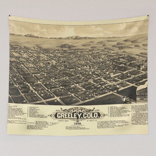 Item preview, Vintage Greeley CO Map (1882) designed and sold by BravuraMedia.