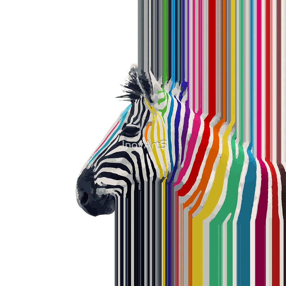 "colorful vibrant stripes zebra paint" by InovArtS Redbubble