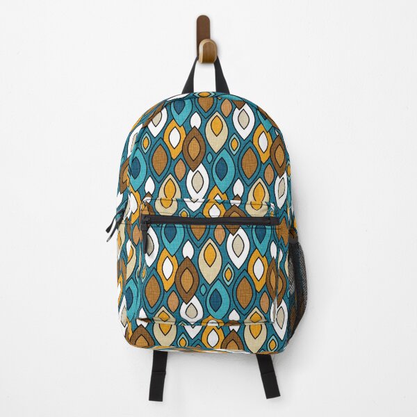 Item preview, Mid Century Modern Leaves // Turquoise, Caramel, Coffee Brown, Navy Blue // V4 designed and sold by Elsy's Art.