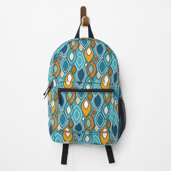 Item preview, Mid Century Modern Leaves // Turquoise, Caramel, Coffee Brown, Navy Blue // V2 designed and sold by Elsy's Art.