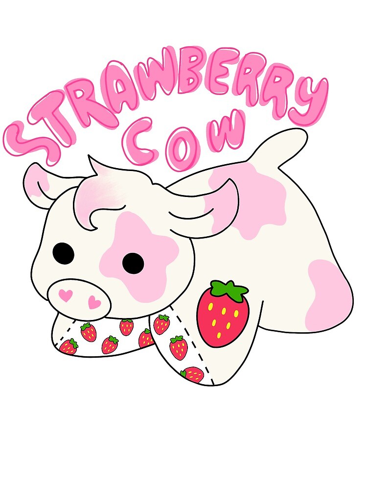 Cute Strawberry Cow Print Kawaii Aesthetic Pattern Front & Back