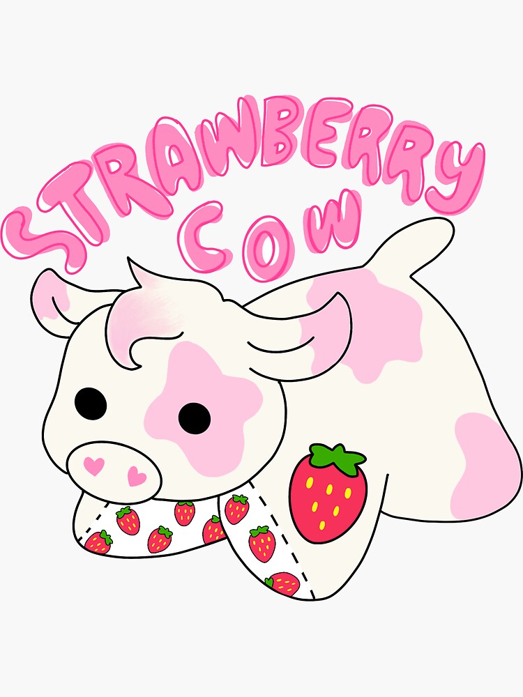 Strawberry Cow kawaii Greeting Card for Sale by MayBK