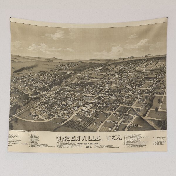Item preview, Vintage Greenville TX Map (1886) designed and sold by BravuraMedia.