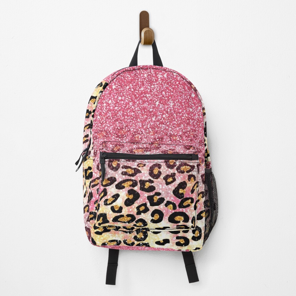 Disover Glam Pink Glitter Leopard Pattern  | Backpack