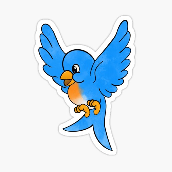 White Bird With Crest Cartoon Small Blue Bird Standing In Back