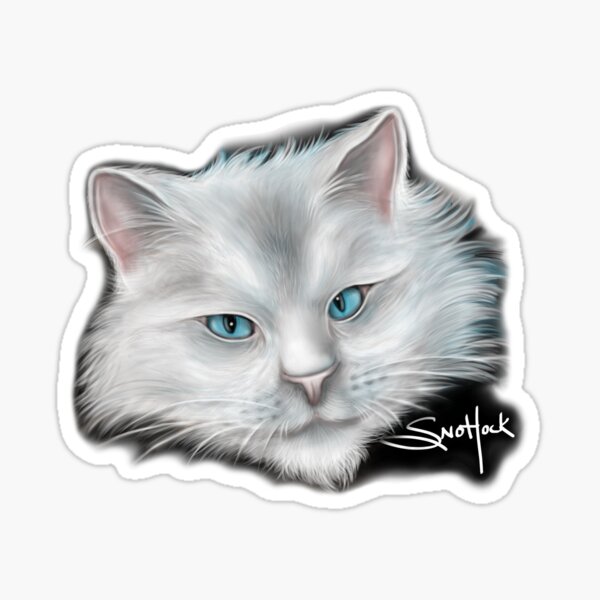 White Kitty Cat with Blue Eyes Sticker