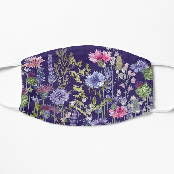 Flower Meadow - Cornflowers, Thistles & Lavender Flat Mask